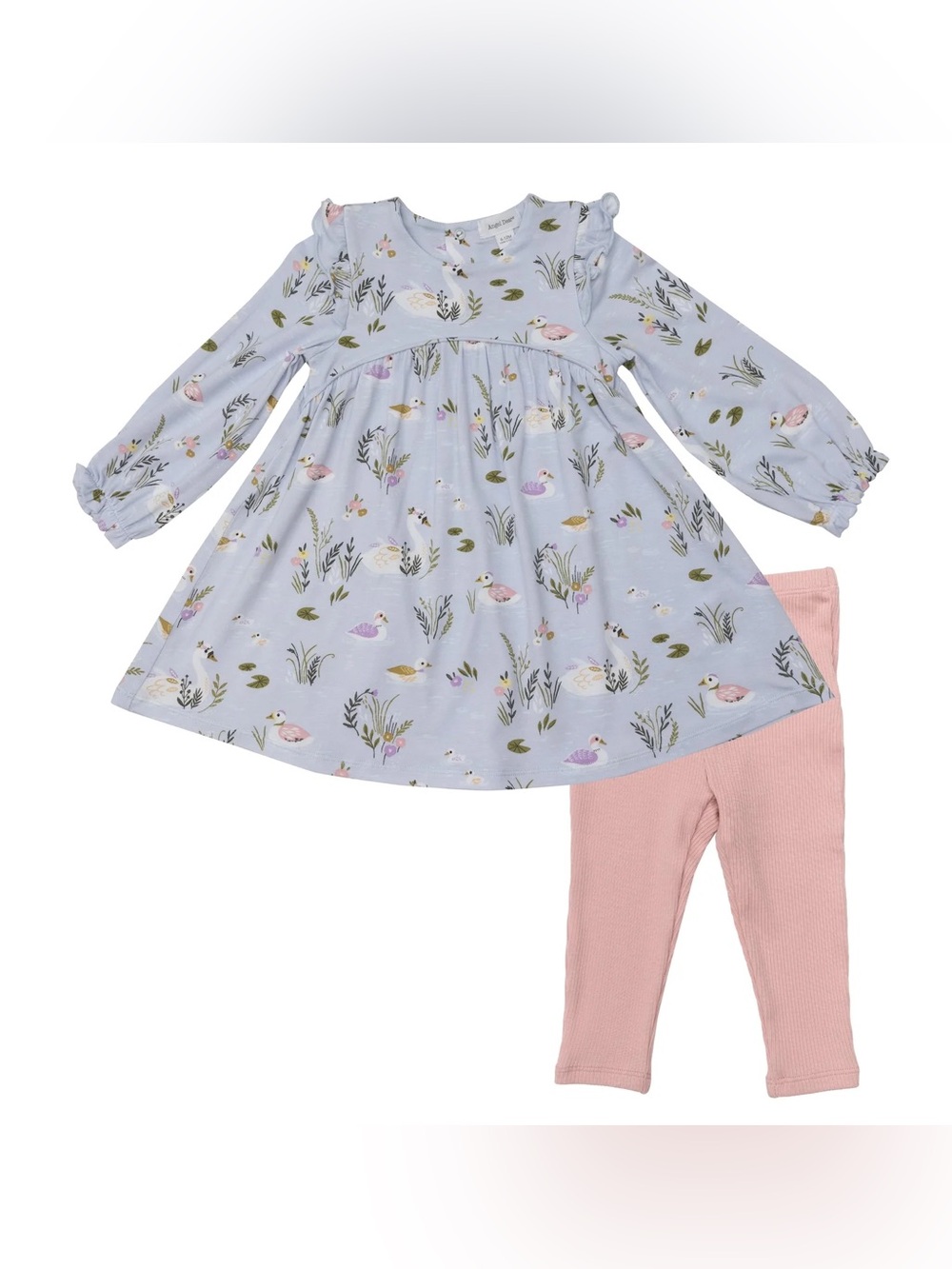 Angel Dear Bird Swan Pond Nature Tunic with Pink Leggings